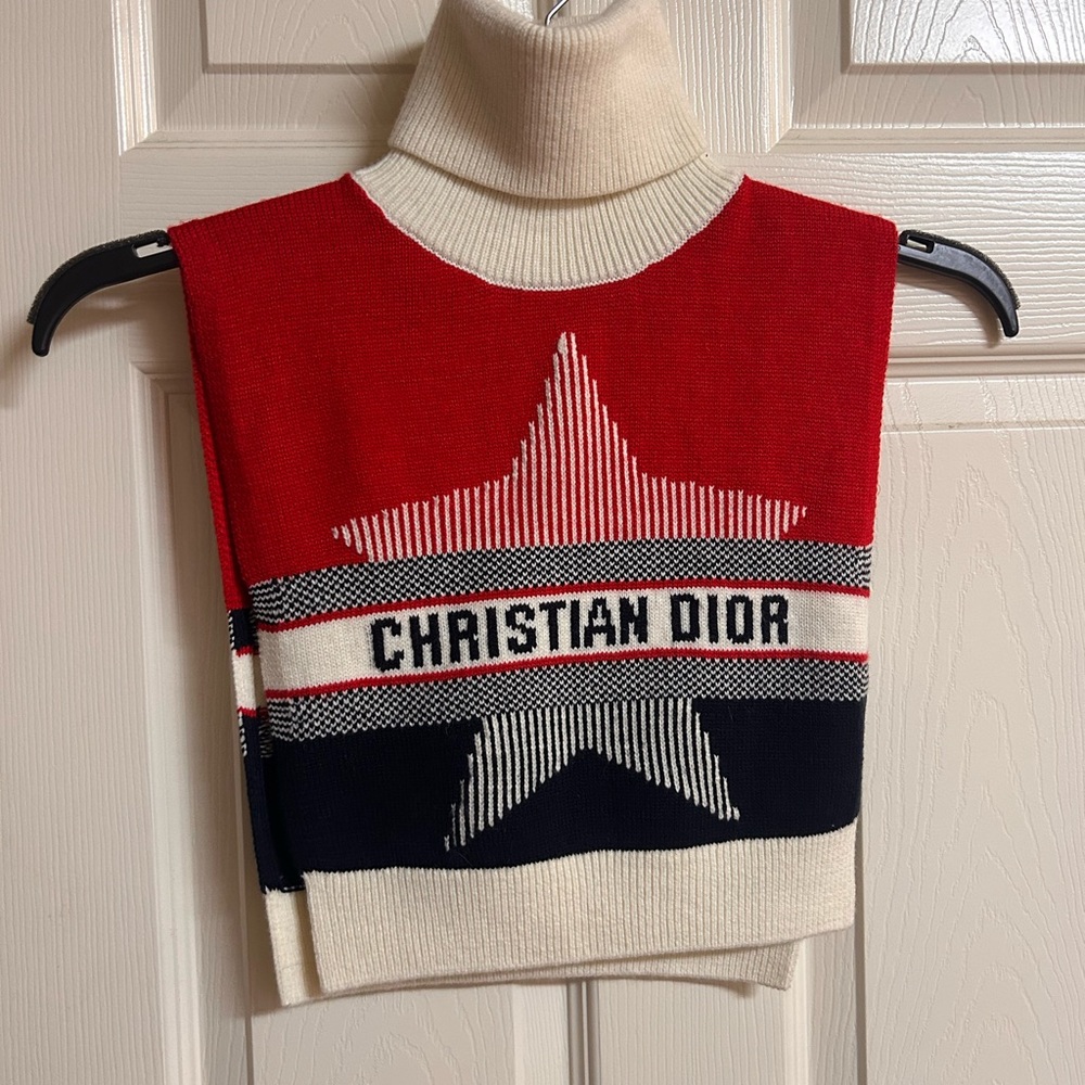 Christian Dior Red and Cream Knit Top